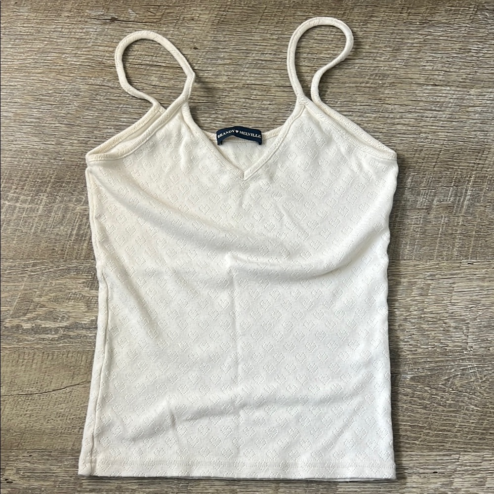Brandy Melville Creme Heart Tank Top Size OS